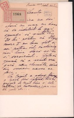scrisoare - Groza, Elena; Groza Elena către cumnata ei, Mureșianu Elena