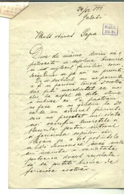 scrisoare - Groza, Moise; Groza Moise către socrul său, Mureșianu Iacob.