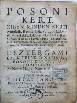 carte veche - Lippay János; Posoni kert.