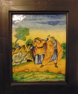 placă decorativă; Moise transformând toiagul în șarpe