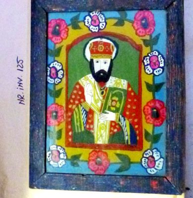 icoană pe sticlă - anonim; Iisus Pantocrator