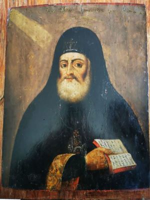 Icoană pe lemn - pictor iconar necunoscut; Sfântul Mitrofan Făcător de Minuni, Episcopul Voronejului