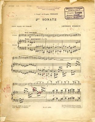 Partitură muzicală - George Enescu; 2me Sonate pour piano et violon [op. 6]