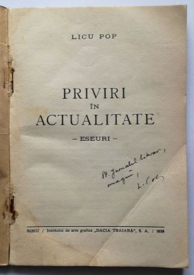 carte - Pop, Licu; Priviri în actualitate - Eseuri