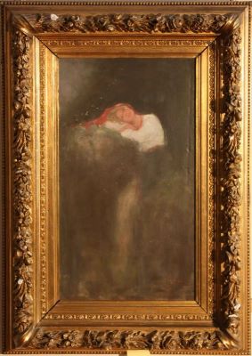 Pictură de șevalet - Grigorescu, Nicolae; Fată pe gânduri