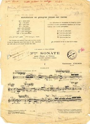 Partitură muzicală - George Enescu; 