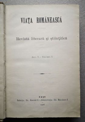 revistă; VIAȚA  ROMÎNEASCĂ, Anul I, vol. I