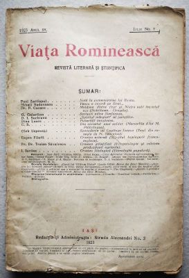 revistă; VIAȚA  ROMÎNEASCĂ, Anul XV, nr. 7
