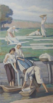 pictură de șevalet - Maniu-Mützner, Rodica; Femei la râu