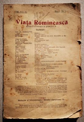 revistă; VIAȚA  ROMÎNEASCĂ,  Anul XII, nr. 1