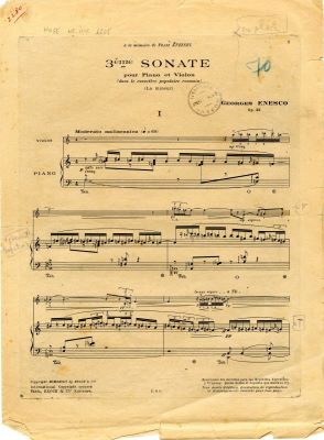 Partitură muzicală - George Enescu; 