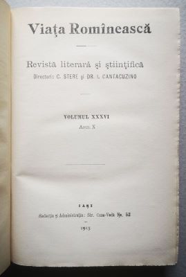 revistă; VIAȚA ROMÎNEASCĂ, Anul X, vol. XXXVI,  nr. 1, 2, 3