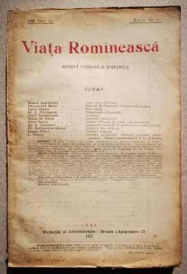 revistă; VIAȚA ROMÎNEASCĂ,  Anul XIII, nr. 4