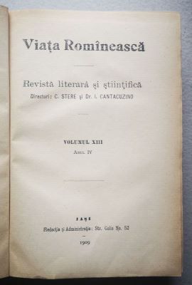 revistă; VIAȚA ROMÎNEASCĂ, Anul IV, vol. XIII, nr. 4, 5, 6