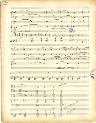 Manuscris muzical complet, partitură generală - George Enescu; „Quintette pour Piano, 2 Violons, Alto et Violoncelle” (Cvintetul pentru pian, 2 viori, violă și violoncel în re major)
