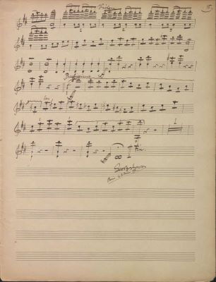 Manuscris muzical complet, știmă pentru vioară - George Enescu; „Sonate pour Piano et Violon” - „Violon”  (Sonata I pentru pian și vioară op. 2 în re major - știmă)