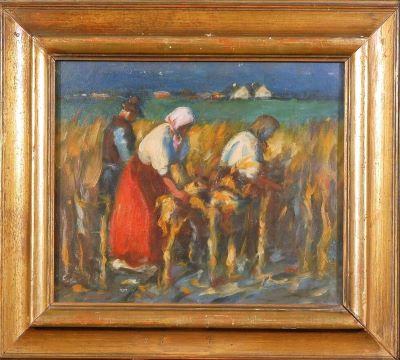 Pictură de șevalet - Koszta, József; Culesul porumbului
