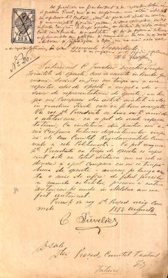 manuscris - C. Juvelier; Solicitare de autorizație a lui C. Juvelier către Președintele Comitetului Teatral Iași pentru susținerea de spectacole în Grădina Tivoli