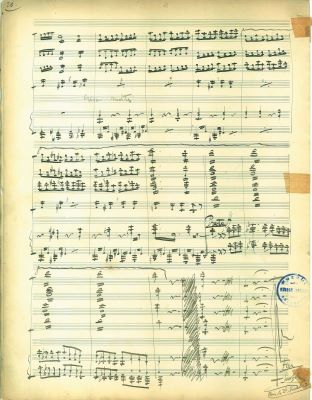 Manuscris muzical complet, partitură generală - George Enescu; „Quintette pour Piano, 2 Violons, Alto et Violoncelle” (Cvintetul pentru pian, 2 viori, violă și violoncel în re major)