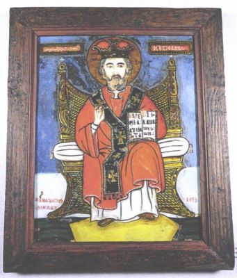 Icoană pe sticlă - Pavel Zamfir; Sfântul Nicolae