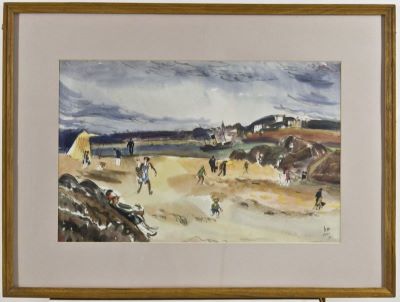 Grafică - Iser, Iosif; Plajă la Saint Malo