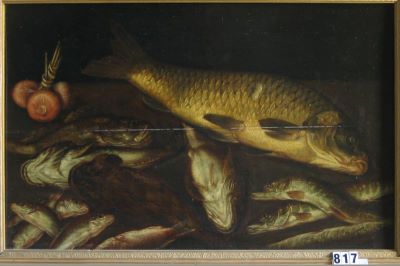 Pictură de șevalet - Adriaenssen, Alexander (în Reg. de inverntar: anonim olandez); Pești și ceapă
