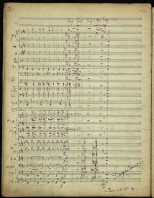 Manuscris muzical autograf complet - George Enescu; ”2de Rhapsodie Roumaine (ré majeur)”, (”Rapsodia Română op. 11 nr. 2, în Re major”)
