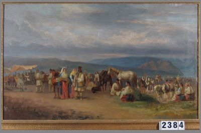 Pictură de șevalet - Szathmári, Carol Popp de; Târg la munte