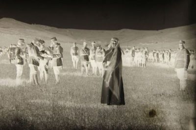 Negativ. Clișeu pe sticlă uscat - Necunoscut; Regele și regina pe front Valea Ocnei 1917