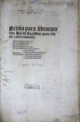 Carte veche - Fericitul Augustin, autor; Pars prima librorum divi Aurelii Augustini quos edidit cathecuminus