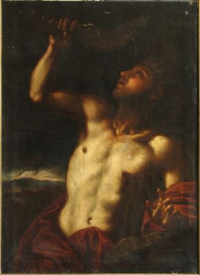 Pictură de șevalet - anonim (în Reg. Inv.: Barbieri, Giovanni Francesco zis Guercino); Samson bând din falca asinului