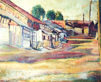 pictură de șevalet - Maxy, Max Hermann; Stradă la periferie