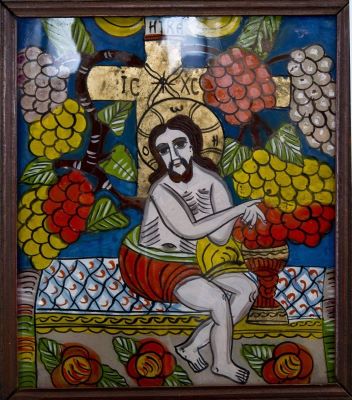 icoană pe sticlă; Iisus viță de vie