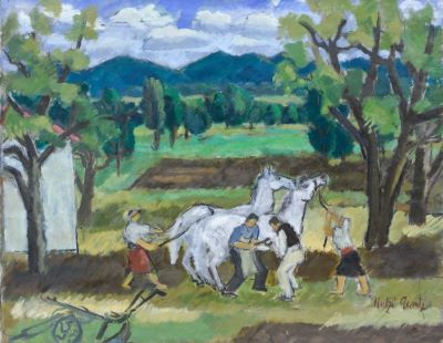 Pictură de șevalet - Acontz, Nutzi; Potcovitul cailor