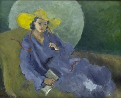 Pictură de șevalet - Catargi, Henri H.; Femeie cu umbrelă