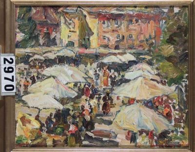 pictură de șevalet - Schweitzer-Cumpăna, Rudolf; Târg la Sibiu
