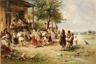 Pictură de șevalet - Aman, Theodor; Hora de la Aninoasa