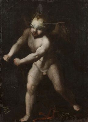Pictură de șevalet - anonim italian; Amor încordându-și arcul