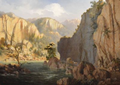 Pictură de șevalet - Trenk, Henri; Oltul la Cârlige