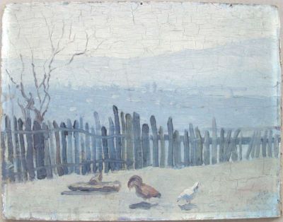Pictură de șevalet - Onofrei, Mihai (Mihail); Gard dărâmat