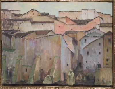 pictură de șevalet - Popescu, Ștefan; Case din Maroc