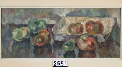 pictură de șevalet - Mihăilescu, Corneliu; Natură statică cu mere
