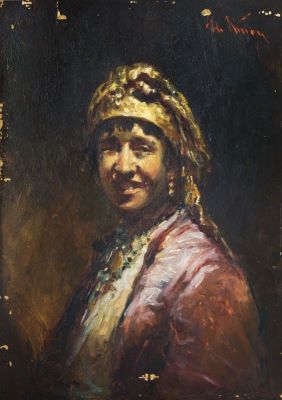 Pictură de șevalet - Aman, Theodor; Cap de țigancă