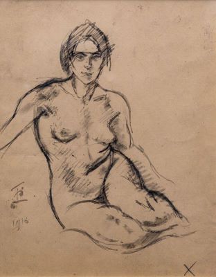 Desen - Pallady, Theodor; Nud feminin așezat