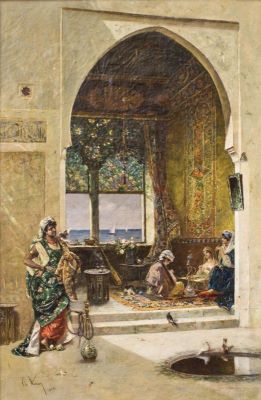 Pictură de șevalet - Aman, Theodor; Interior de harem