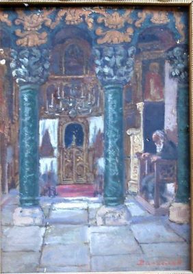 Pictură de șevalet - Bassarab, Ludovic; Interior de biserică