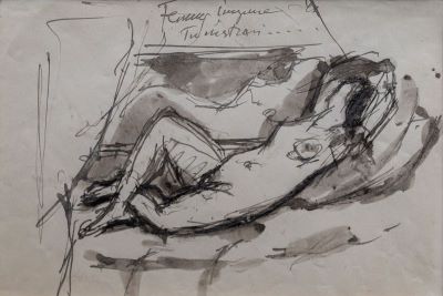 Desen - Pallady, Theodor; Nud feminin culcat – Ilustrație la „Tu mettrais l’univers entier dans ta ruelle”, de Ch. Baudelaire