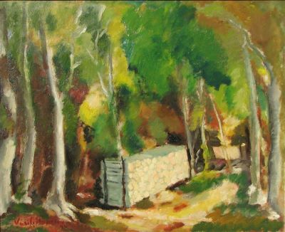 pictură de șevalet - Popescu, Vasile; Stânjenul de lemne