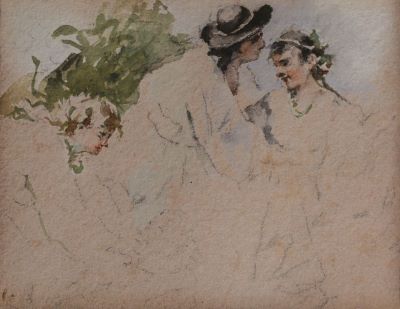 Acuarelă - Aman, Theodor; Figuri de țărani