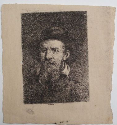 Gravură - Aman, Theodor; Bărbat cu pălărie